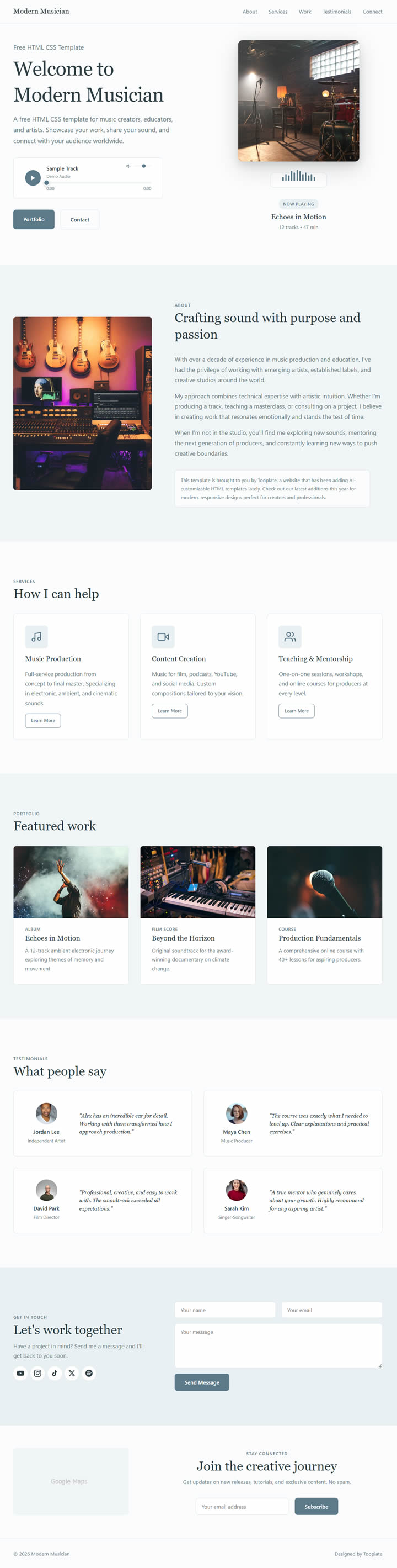 Modern Musician Portfolio HTML Template