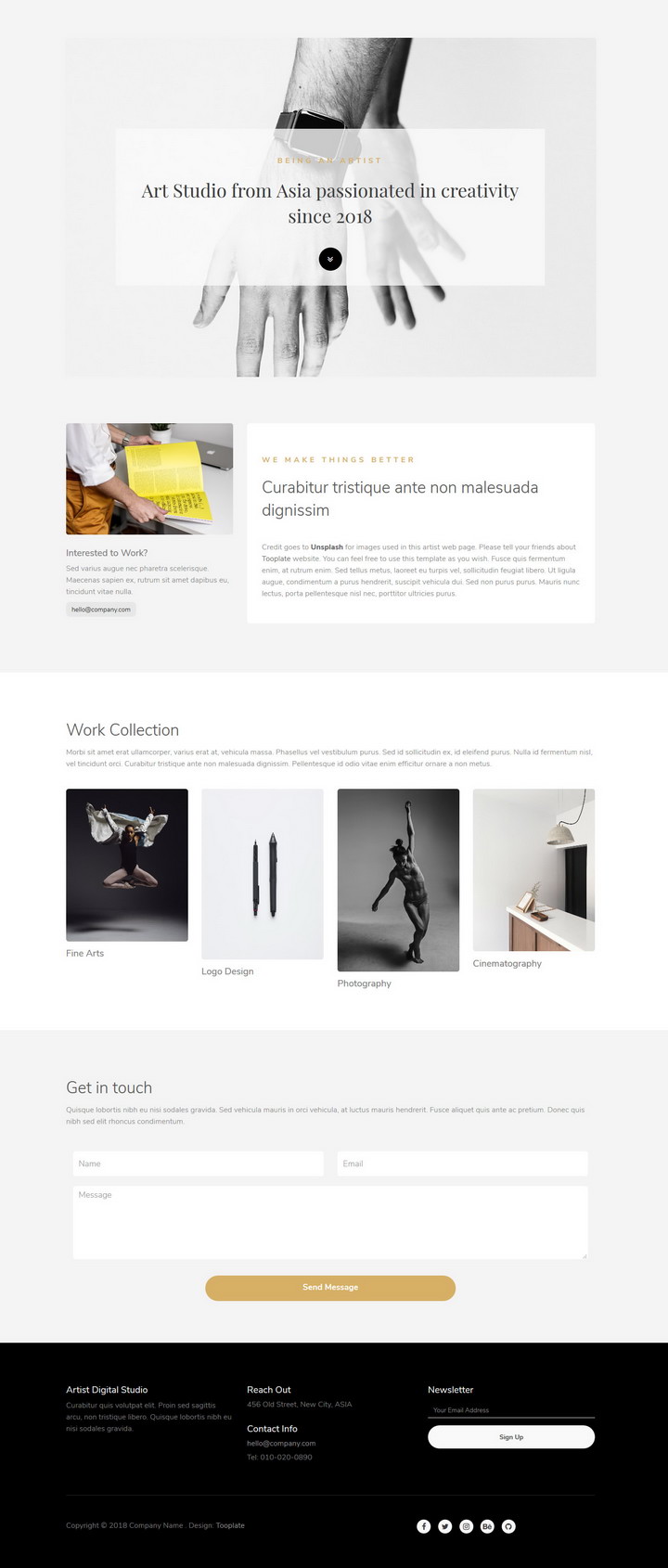 Artist Minimal Page Template