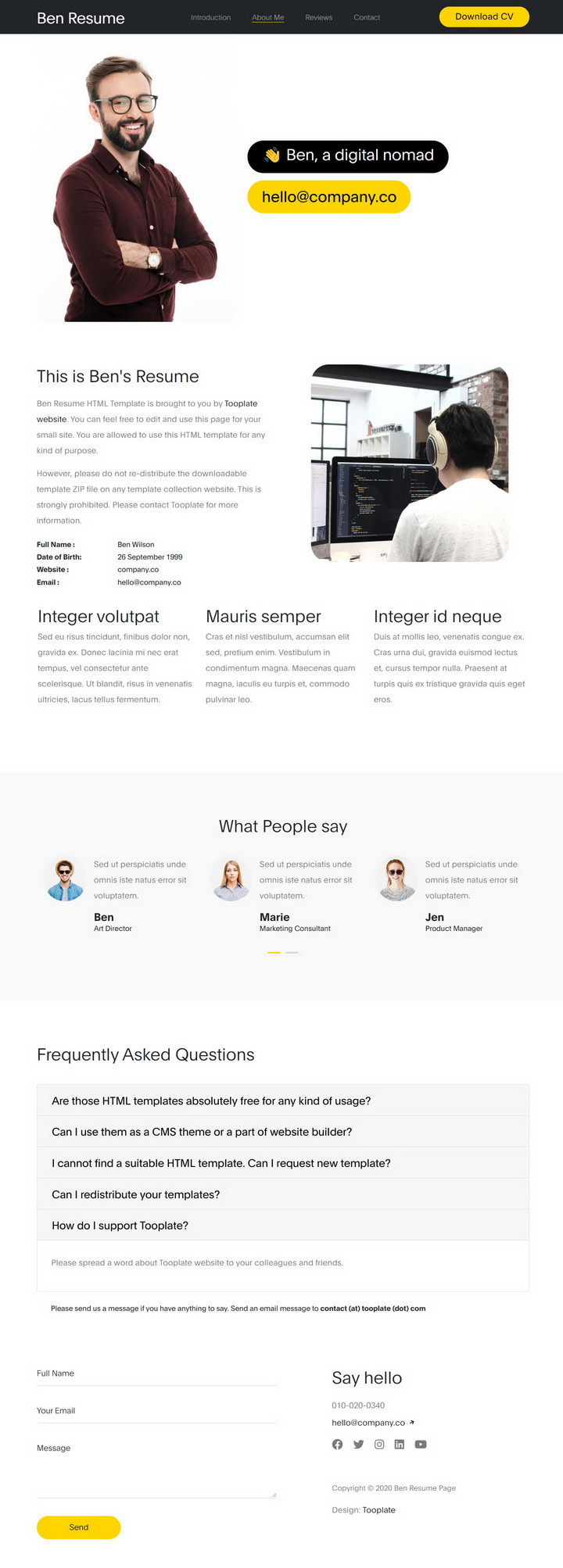 Ben Resume Template