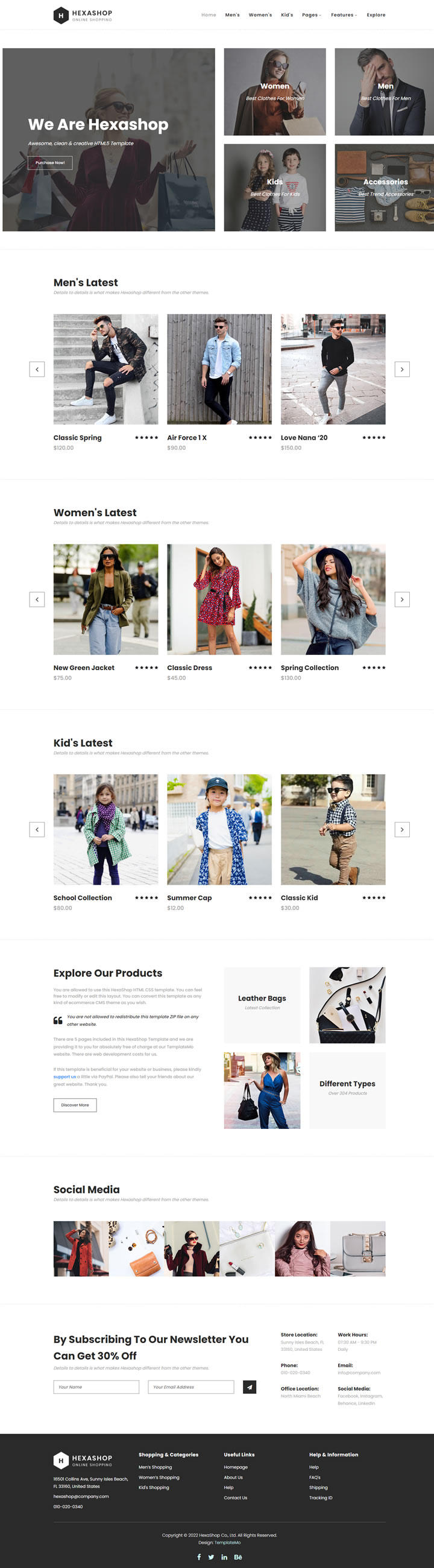 Hexashop Template
