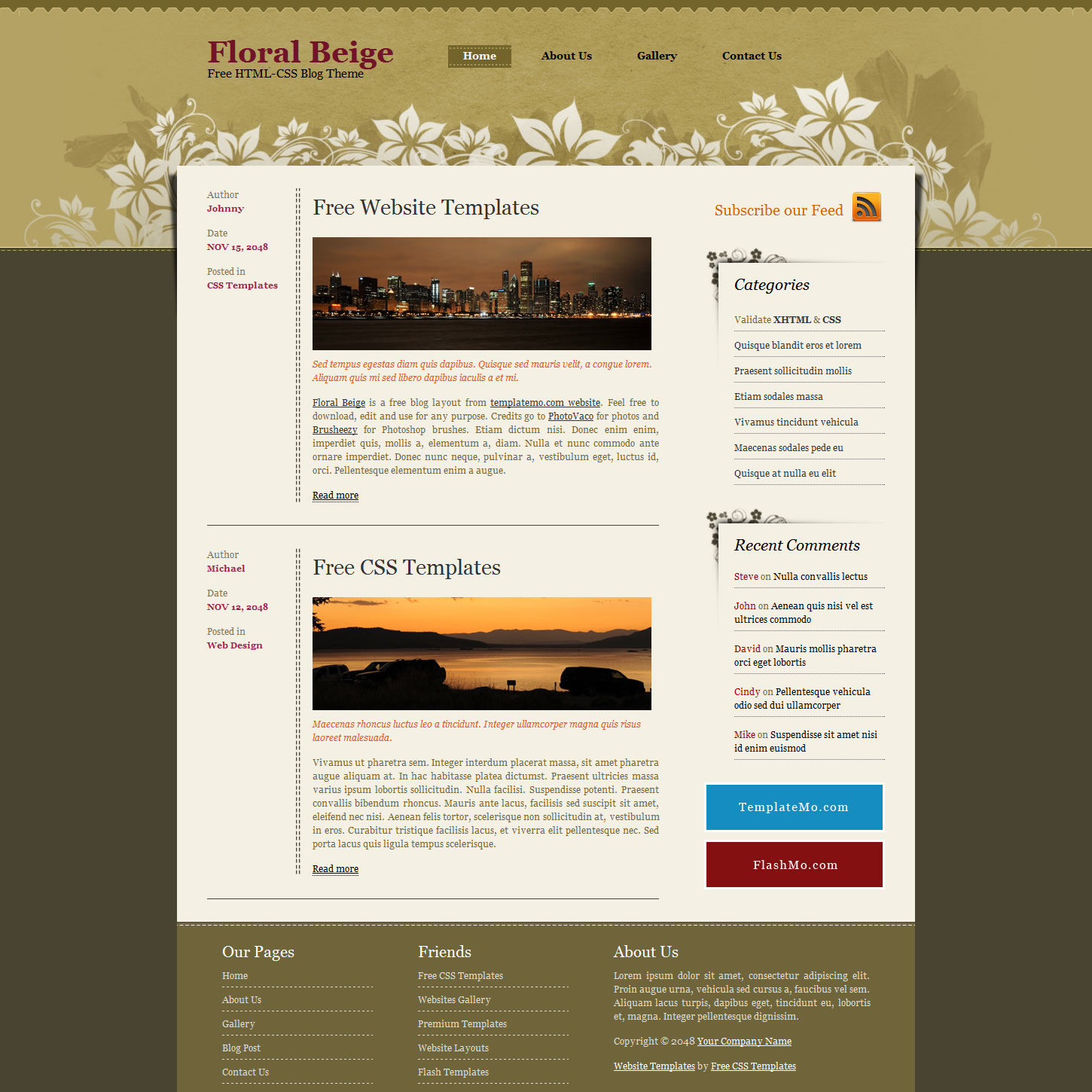 Floral Beige Template