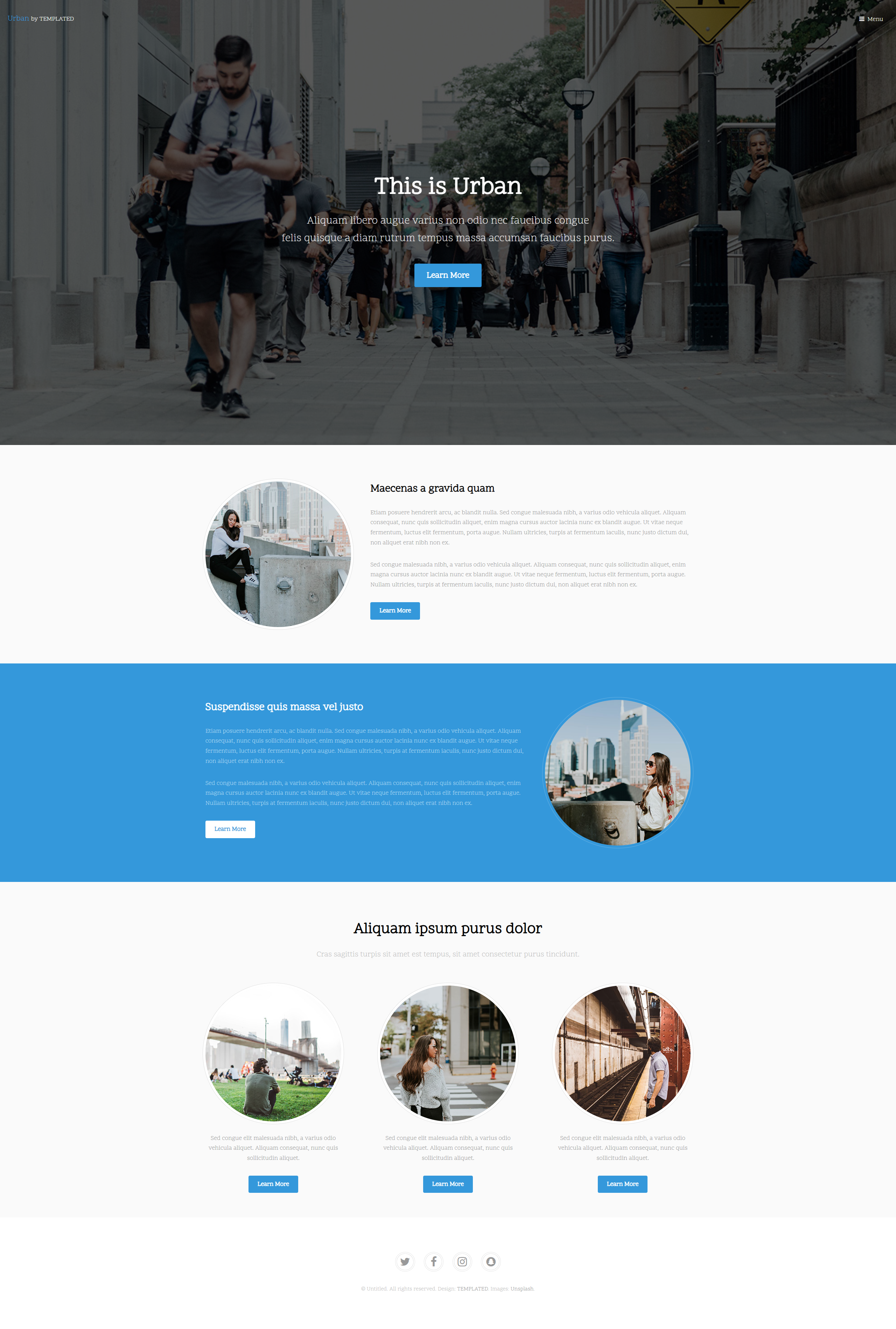 Urban A sleek, modern business-style responsive site template.